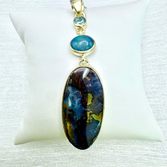 S925 Bolder Opal, Triplet Opal & Blue Topaz