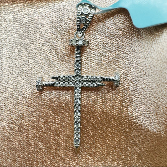 .63 CT Moissanite Diamond Nail Cross Pendant