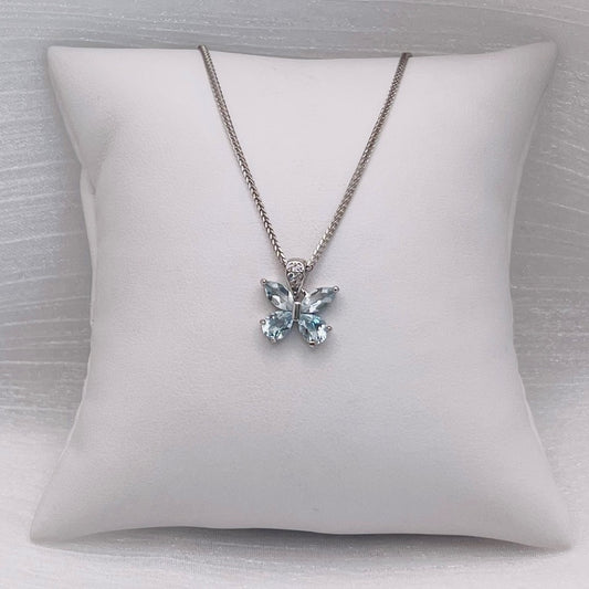 Aquamarine Butterfly Pendant