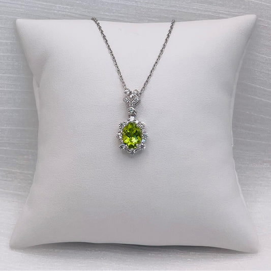 Peridot Floating Oval Pendant