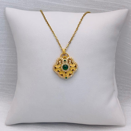 Jadeite & Pavé Gold Pendant