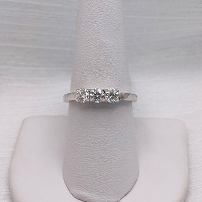 0.66 CT Moissanite Diamond Tri Stone Ring