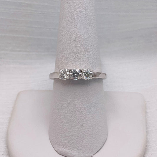 0.66 CT Moissanite Diamond Tri Stone Ring