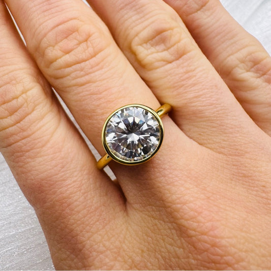 3 CT Moissanite Diamond Bezel Set Ring