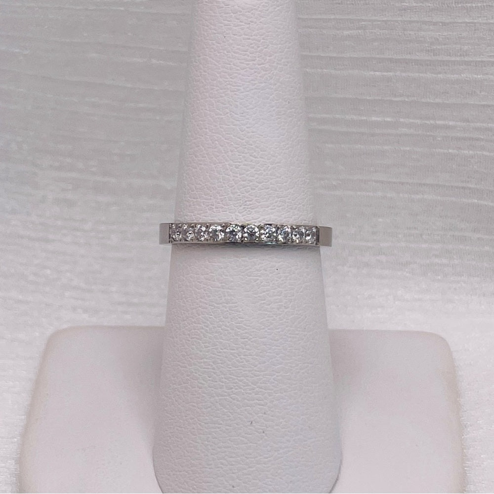 Silver Crystal Half Eternity Band