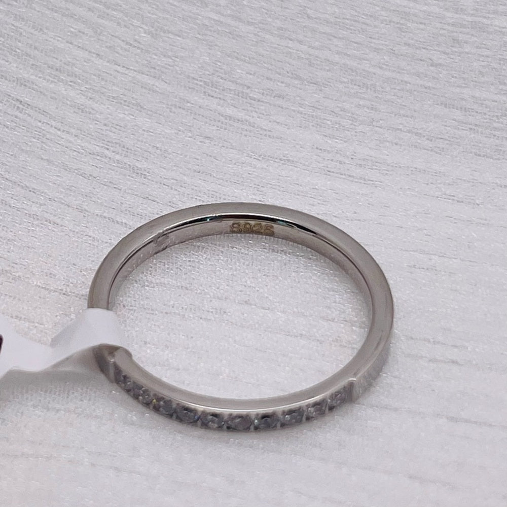 Silver Crystal Half Eternity Band