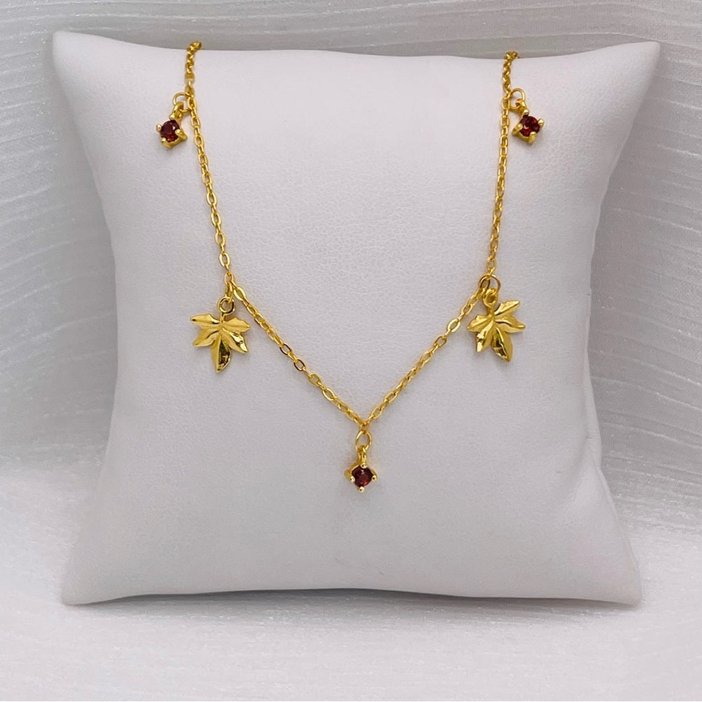Garnet & Maple Leaf Necklace