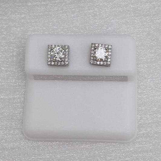 1.0 CT * 2 Moissanite Diamond Square Stud Earrings
