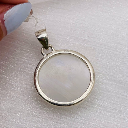 Rainbow Moonstone Round S925 Pendant