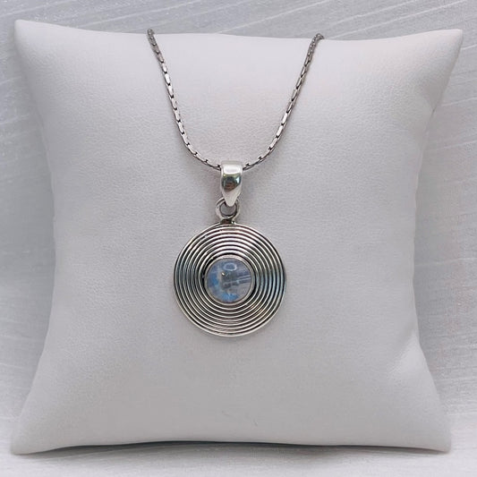 Rainbow Moonstone Circle S925 Pendant