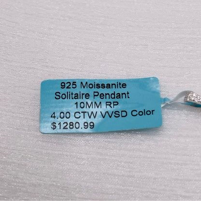 4.0 CT Moissanite Diamond Solitaire Pendant