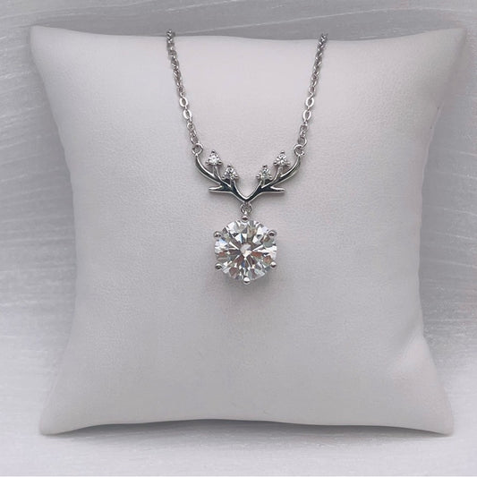 5.0 CT Round Moissanite Diamond Antler Necklace
