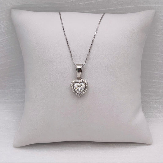 1.0 CT Heart Shaped Moissanite Diamond with Pave Halo Pendant