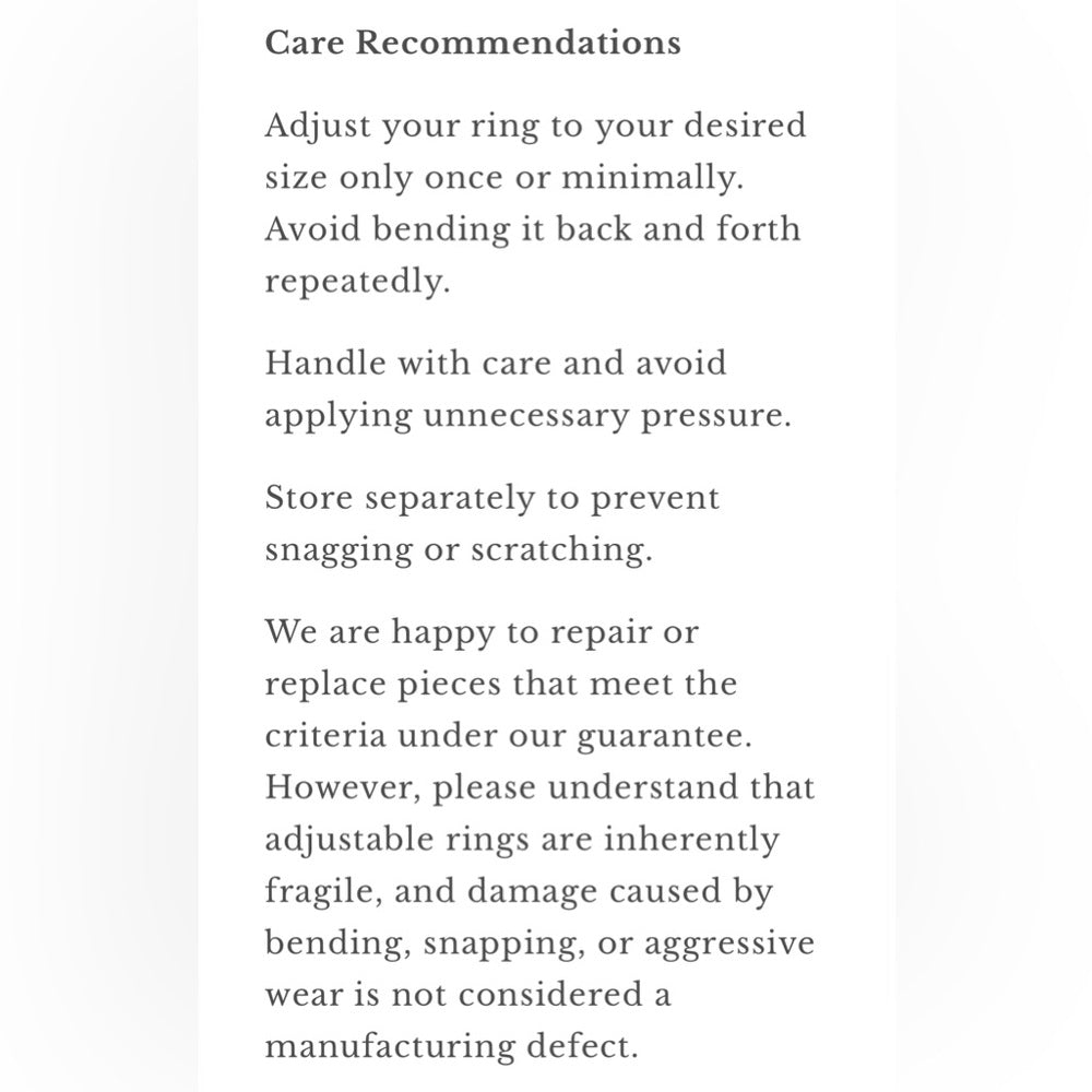 Venus and Vulcan Guarantee & Care Policy