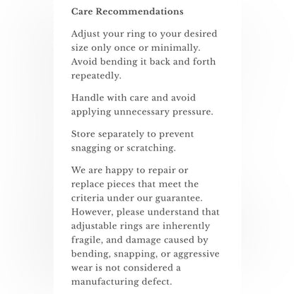 Venus and Vulcan Guarantee & Care Policy