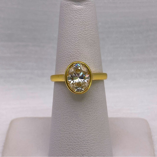2 CT Moissanite Diamond Oval Bezel Set Ring