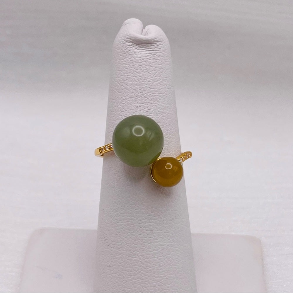 Jade Double Sphere S925 Ring