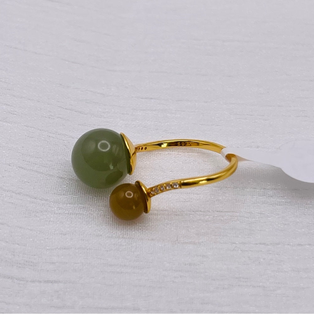 Jade Double Sphere S925 Ring