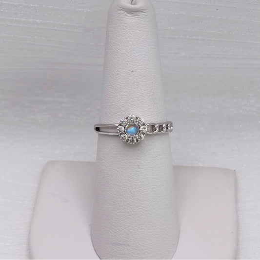 Madagascar Moonstone Half Chain Link S925 Ring