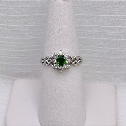Chrome Diopside Flower S925 Ring