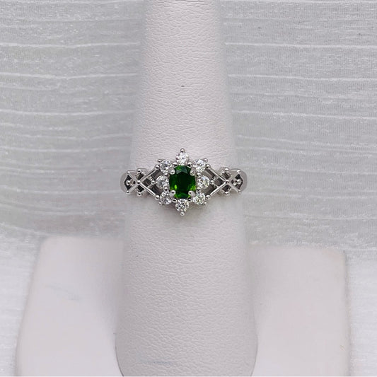 Chrome Diopside Flower S925 Ring