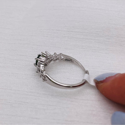 Chrome Diopside Flower S925 Ring