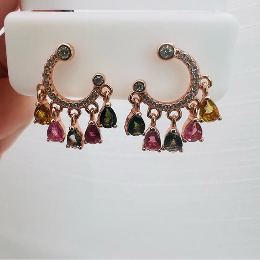 Rainbow Tourmaline S925 Earrings