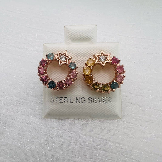 Rainbow Tourmaline Star S925 Earrings