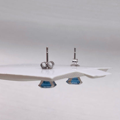 14k Gold Aqua CZ Stud Earrings