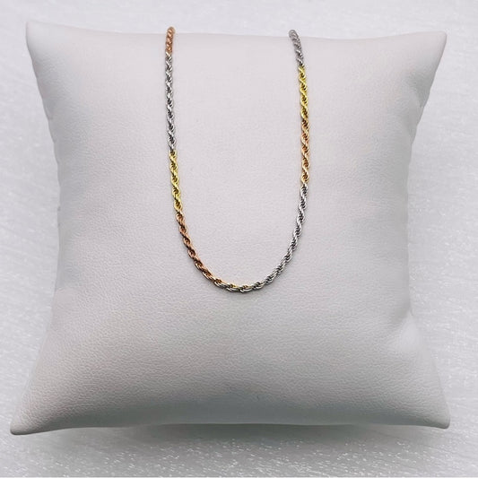 S925 Tri-Metal Diamond Cut Rope Chain