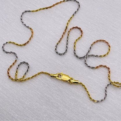 S925 Tri-Metal Diamond Cut Rope Chain