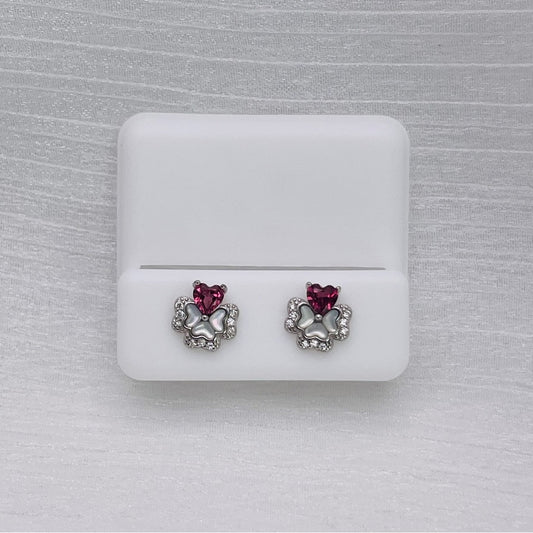 Ruby Heart S925 Earrings