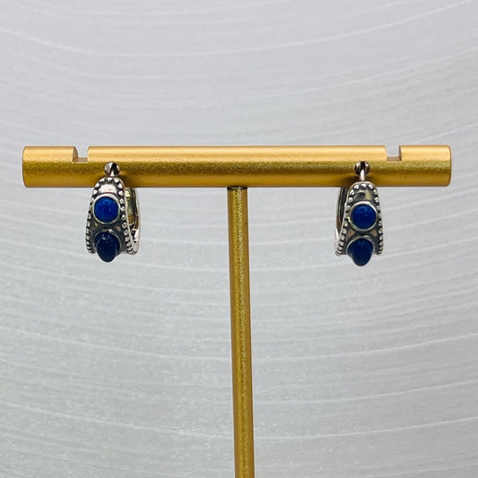 Lapis S925 Hoop Earrings