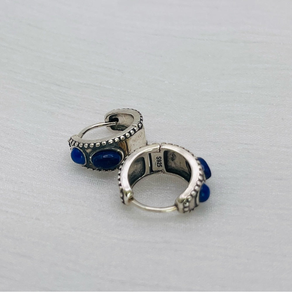 Lapis S925 Hoop Earrings