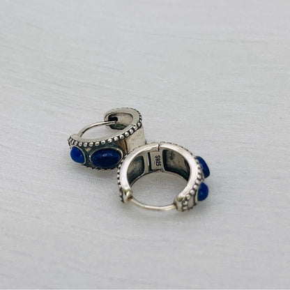 Lapis S925 Hoop Earrings