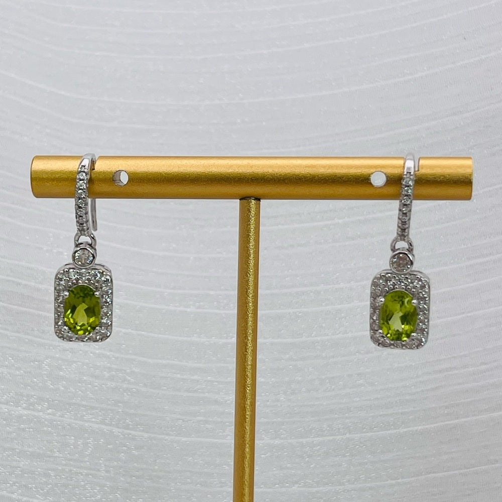 Peridot S925 Square Dangle Earrings