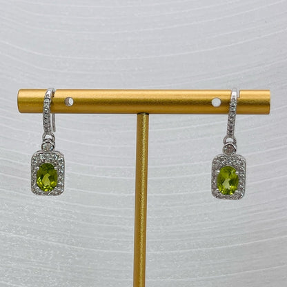 Peridot S925 Square Dangle Earrings