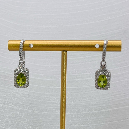 Peridot S925 Square Dangle Earrings
