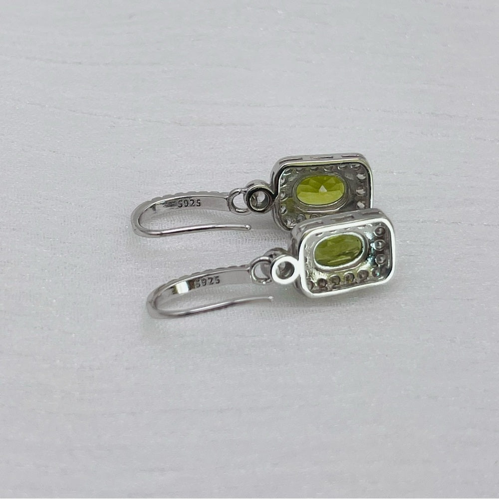Peridot S925 Square Dangle Earrings