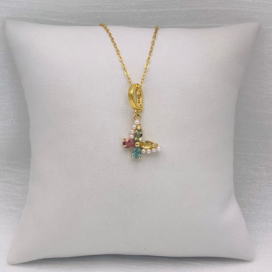 Rainbow Tourmaline S925 Butterdly Pendant