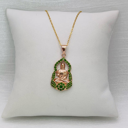 Chrome Diopside S925 Buddha Pendant
