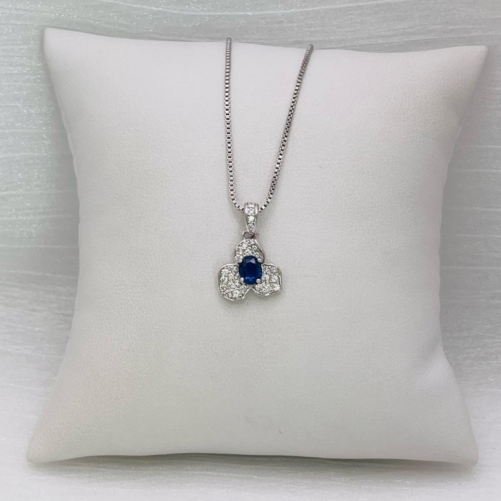 S925 Sapphire Pavé Clover Pendant