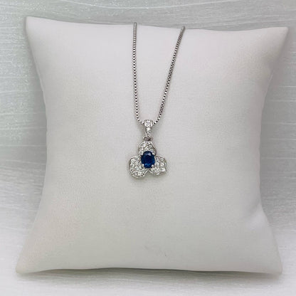 S925 Sapphire Pavé Clover Pendant
