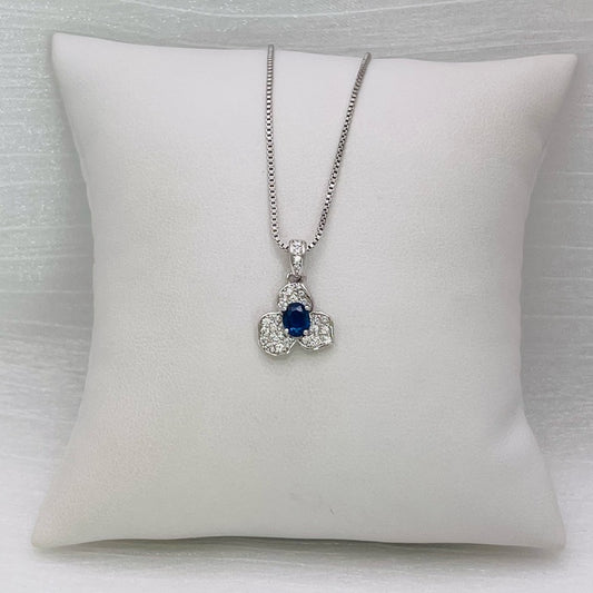 S925 Sapphire Pavé Clover Pendant