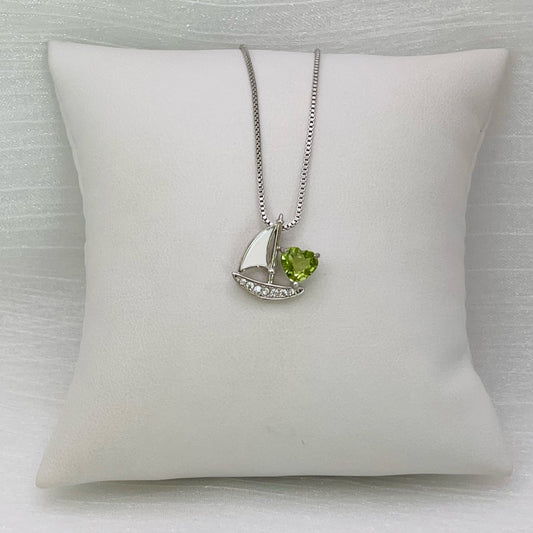 Peridot S925 Heart Sailboat Pendant
