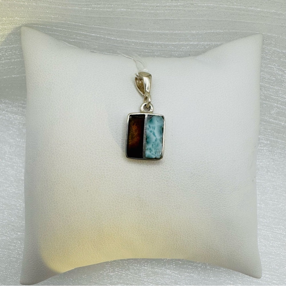 Amber & Larimar Pendant s925