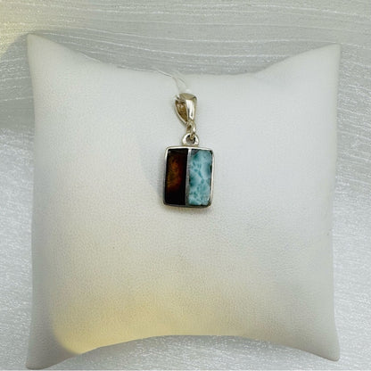 Amber & Larimar Pendant s925