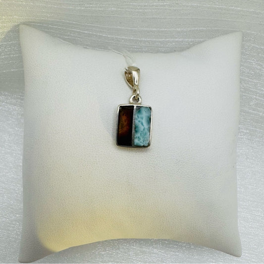 Amber & Larimar Pendant s925