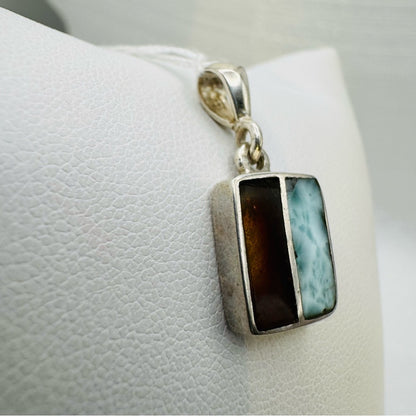 Amber & Larimar Pendant s925