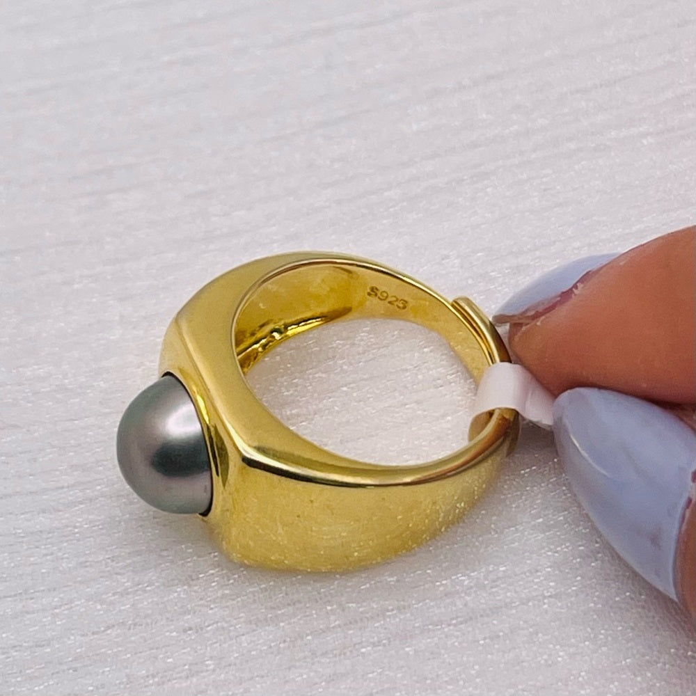 Tahitian Pearl Signet Ring